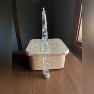 MCM Lucite Tapered Candle with Silver Flecks 8"